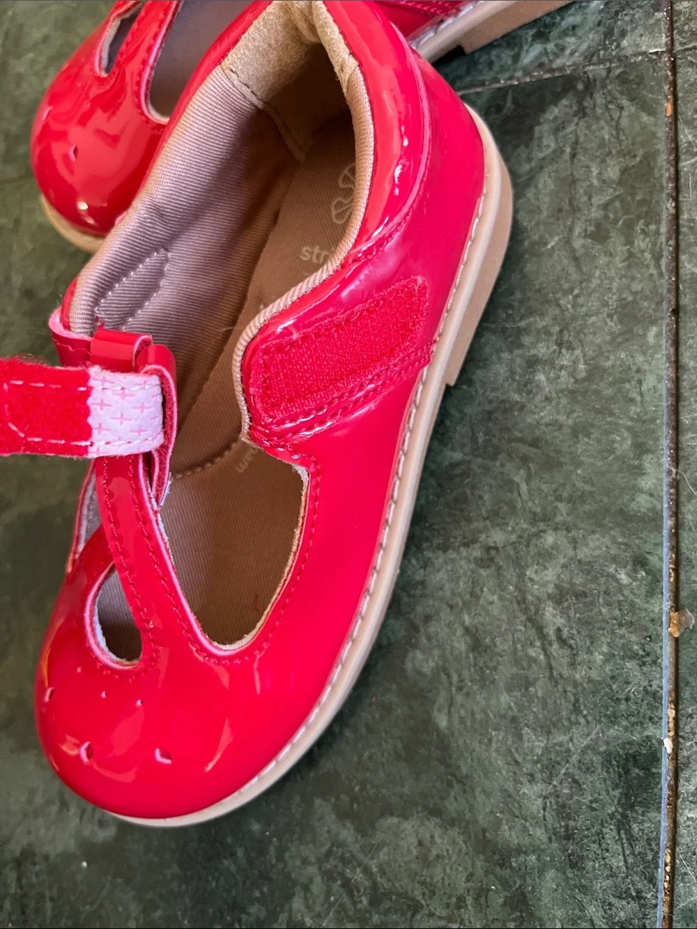 Stride Rite Shiny Red Patent T-Strap Mary Jane Shoes